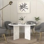 Τραπέζι Cortado Megapap χρώμα λευκό εφέ μαρμάρου 138x80x75εκ.