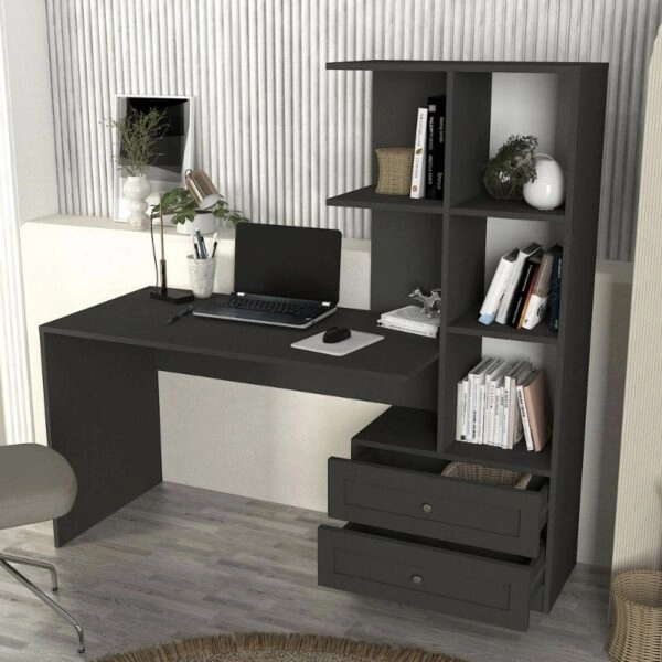 Γραφείο εργασίας Mantra Megapap χρώμα ανθρακί 150x60x152εκ.