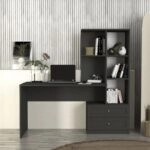 Γραφείο εργασίας Mantra Megapap χρώμα ανθρακί 150x60x152εκ.