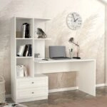 Γραφείο εργασίας Mantra Megapap χρώμα λευκό 150x60x152εκ.