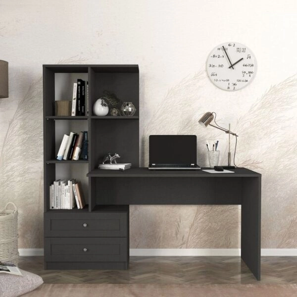 Γραφείο εργασίας Mantra Megapap χρώμα ανθρακί 150x60x152εκ.