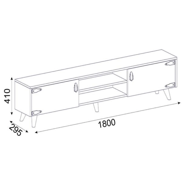 Έπιπλο τηλεόρασης PWF-0283 χρώμα σκούρο καρυδί - μαύρο 180x30x41εκ