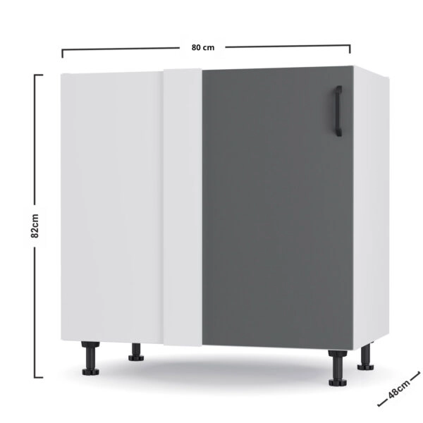 Modest Κάτω Γωνιακό Ντουλάπι Ανθρακί 80x48x82εκ