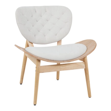 Πολυθρόνα Udalle ξύλο σε φυσική απόχρωση με μπεζ ύφασμα 77x70x81εκ