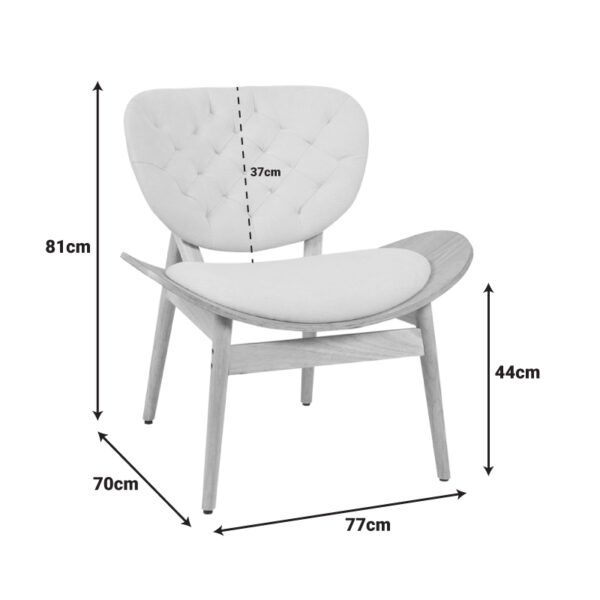 Πολυθρόνα Udalle ξύλο σε φυσική απόχρωση με μπεζ ύφασμα 77x70x81εκ