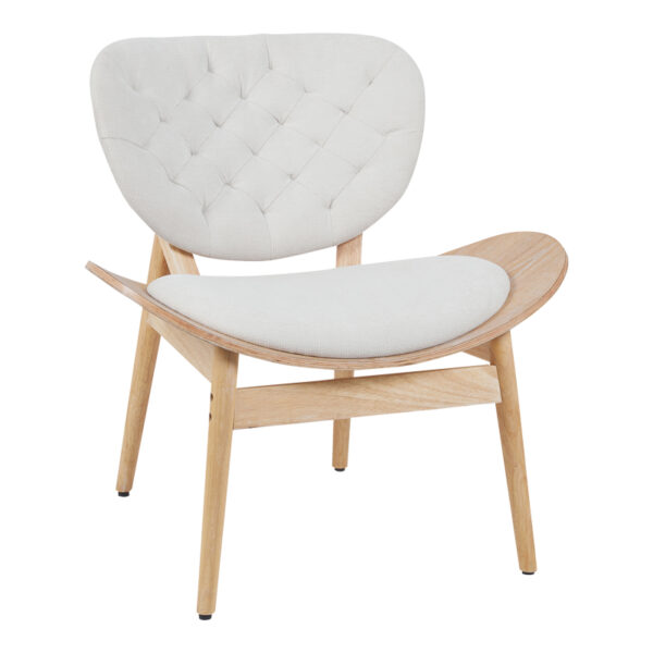 Πολυθρόνα Udalle ξύλο σε φυσική απόχρωση με μπεζ ύφασμα 77x70x81εκ