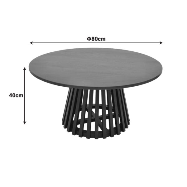 Τραπέζι σαλονιού Radiane μασίφ ξύλο ακακίας σε μαύρη απόχρωση Φ80x40εκ