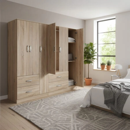 Ντουλάπα εξάφυλλη Lego pakoworld sonoma 180x42x180εκ