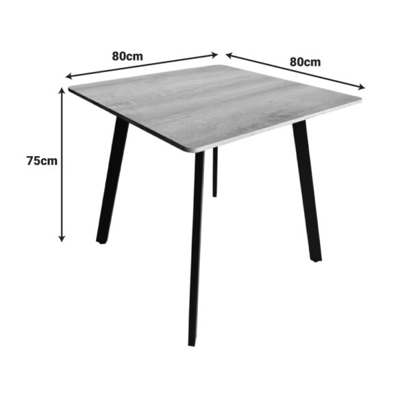 Τραπέζι Squaro  sonoma mdf με λευκά μεταλλικά πόδια 80x80x75εκ