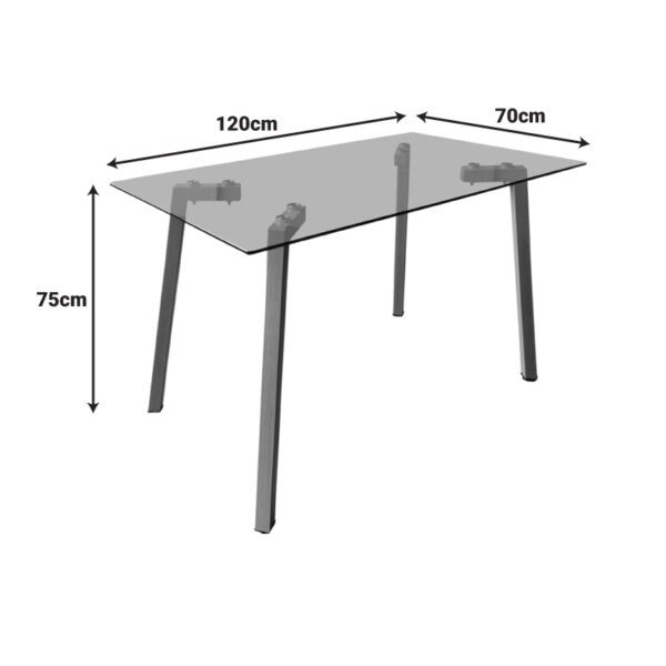 Τραπέζι Titta  γυάλινη επιφάνεια με λευκά μεταλλικά πόδια 120x70x75εκ