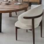 Artekko Moses Εκρού Καρέκλα με Μπουκλέ Ύφασμα (60x60x90)cm