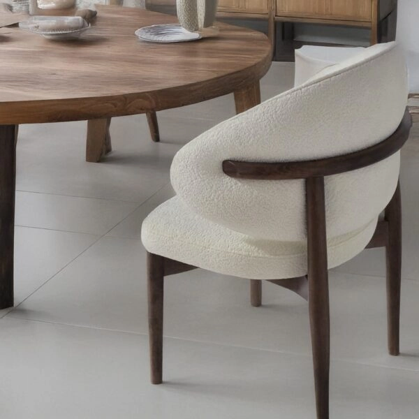 Artekko Moses Εκρού Καρέκλα με Μπουκλέ Ύφασμα (60x60x90)cm