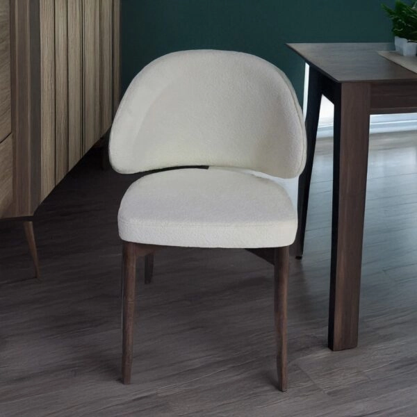 Artekko Moses Εκρού Καρέκλα με Μπουκλέ Ύφασμα (60x60x90)cm