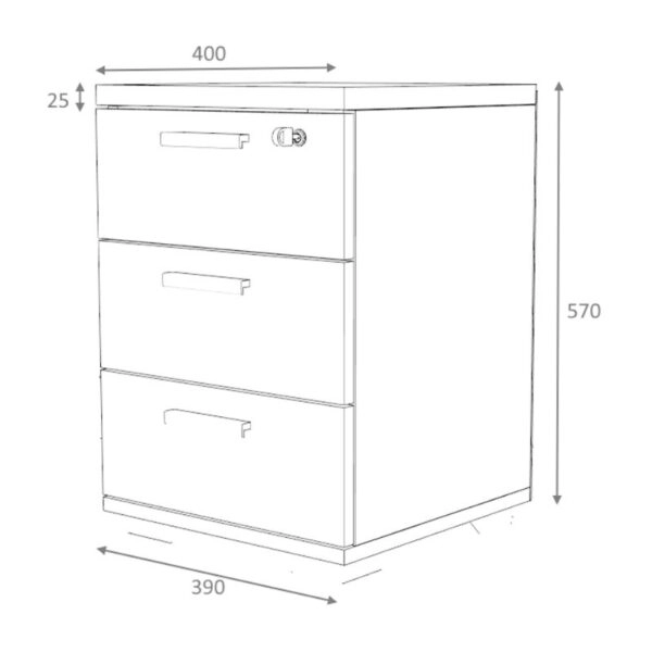Συρταριέρα γραφείου επαγγελματική Venturo Megapap χρώμα ανθρακί - φυσικό οξιάς 39x40x57εκ.