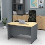 Γραφείο επαγγελματικό Venturo Megapap χρώμα ανθρακί - φυσικό οξιάς 120x80x75εκ.