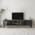 Έπιπλο τηλεόρασης Fiona Megapap χρώμα ανθρακί 180x35,6x48εκ.