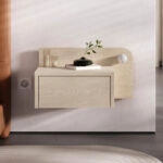 Κομοδίνο επιτοίχιο Dotta Megapap με LED χρώμα light oak 52x33,6x28εκ.