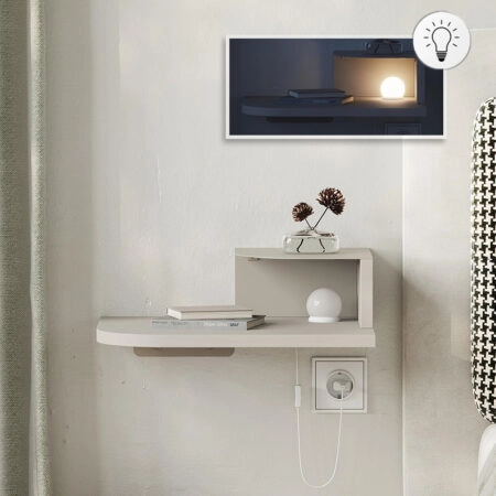 Κομοδίνο επιτοίχιο Luno Megapap με LED χρώμα sandstone 40x30x16