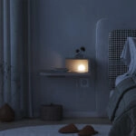 Κομοδίνο επιτοίχιο Luno Megapap με LED χρώμα sandstone 40x30x16,2εκ.