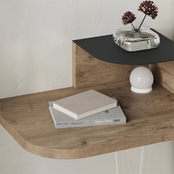 Κομοδίνο επιτοίχιο Luno Megapap με LED χρώμα sepet oak 40x30x16,2εκ.