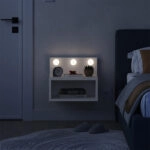 Κομοδίνο επιτοίχιο Treo Megapap με LED χρώμα λευκό 40x30x33,8εκ.