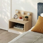 Κομοδίνο επιτοίχιο Treo Megapap με LED χρώμα sapphire oak 40x30x33,8εκ.