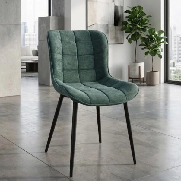 Καρέκλα τραπεζαρίας Chiara Megapap πράσινο ύφασμα - μεταλλικό μαύρο πόδι 48x58x81εκ.