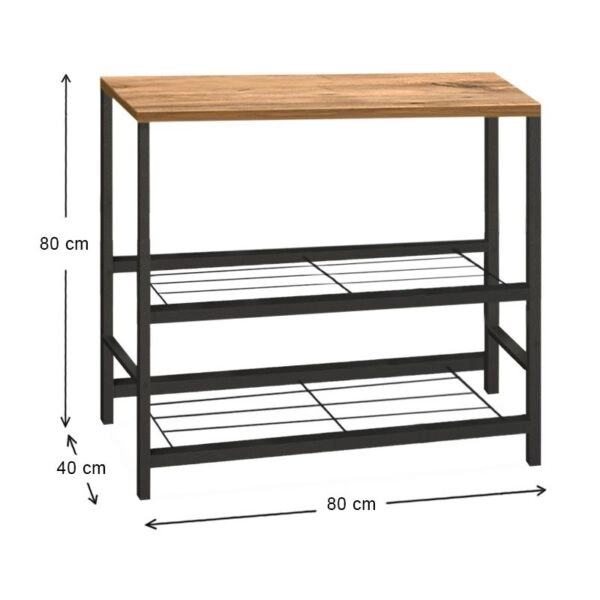Βοηθητικό τραπεζάκι για φουρνάκι Mulligan  μεταλλικό - μελαμίνης χρώμα μαύρο - pine oak 80x40x80εκ.
