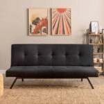 Καναπές - κρεβάτι Zola Megapap τριθέσιος υφασμάτινος χρώμα μαύρο 180x64x78εκ.