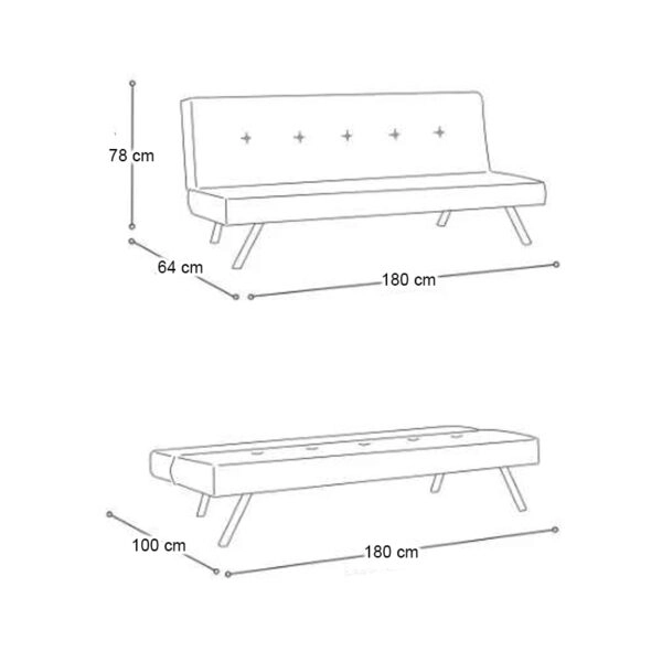 Καναπές - κρεβάτι Zola Megapap τριθέσιος υφασμάτινος χρώμα γκρι 180x64x78εκ.