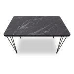 Σετ τραπεζαρία 5τμχ Roger - Rosa Megapap Mdf - ύφασμα χρώμα μαύρο εφέ μαρμάρου - γκρι 120x70x75εκ.