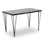 Σετ τραπεζαρία 5τμχ Roger - Christy Megapap Mdf - ύφασμα χρώμα μαύρο εφέ μαρμάρου - λαδί 120x70x75εκ.