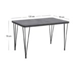 Σετ τραπεζαρία 5τμχ Roger - Rosa Megapap Mdf - PU χρώμα σκούρο γκρι σκυροδέματος - μαύρο 120x70x75εκ.