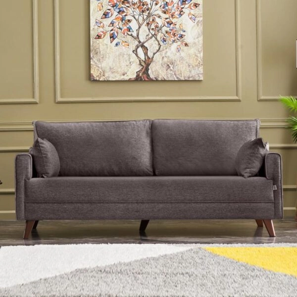 Καναπές - κρεβάτι Bella  τριθέσιος υφασμάτινος χρώμα καφέ 208x81x85εκ.