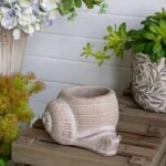 Artekko Cement Μπεζ Τσιμεντένιο Διακοσμητικό Δοχείο Κασπώ (21x18x12)cm