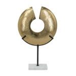 Artekko Zuccal Χρυσό Μεταλλικό Επιτραπέζιο Διακοσμητικό σε Λευκή Μαρμάρινη Βάση (35x10x59)cm