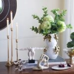 Artekko Bird Λευκό Κεραμικό Βάζο με Χρυσά Πουλιά (21.7x21.7x36)cm