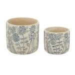 Artekko Cement Μπεζ Τσιμεντένια Διακοσμητικά Κασπώ με Σχέδια (18x18x17)cm 2pcs