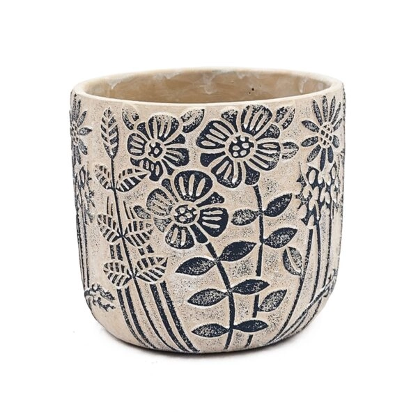 Artekko Cement Μπεζ Τσιμεντένια Διακοσμητικά Κασπώ με Σχέδια (18x18x17)cm 2pcs