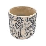 Artekko Cement Μπεζ Τσιμεντένια Διακοσμητικά Κασπώ με Σχέδια (18x18x17)cm 2pcs