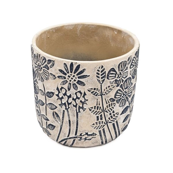 Artekko Cement Μπεζ Τσιμεντένια Διακοσμητικά Κασπώ με Σχέδια (18x18x17)cm 2pcs