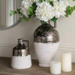 Artekko Candia Βάζο από Τερακότα σε Μπρονζέ με Μπεζ (20x20x38)cm