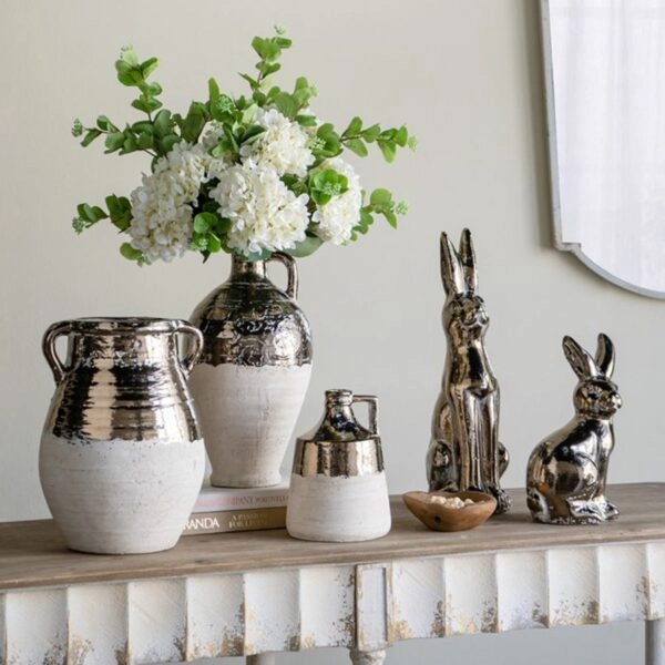 Artekko Candia Βάζο από Τερακότα σε Μπρονζέ με Μπεζ (20x20x38)cm