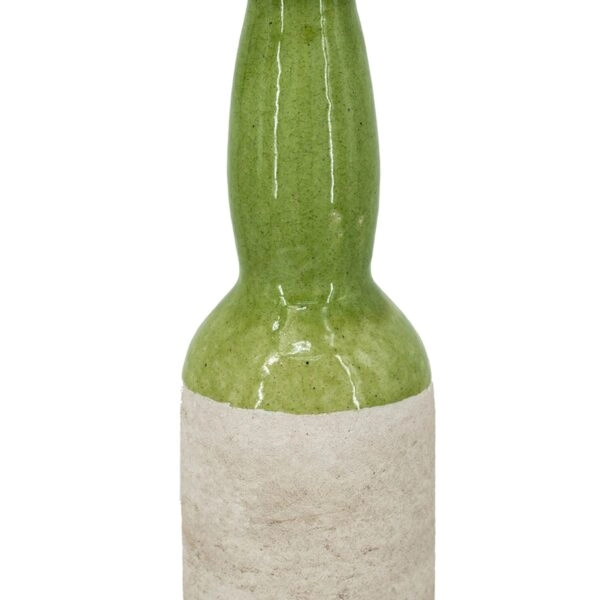 Artekko Candia Πράσινο Κεραμικό Βάζο με Μπεζ (9.5x9.5x35)cm