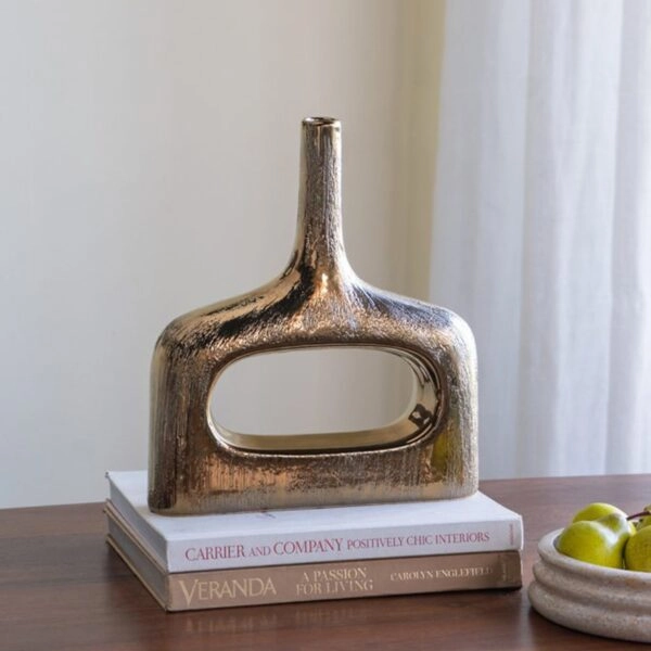 Artekko Lidded Μπρονζέ Κεραμικό Βάζο (23x7x33)cm