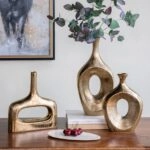 Artekko Lidded Μπρονζέ Κεραμικό Βάζο (23x7x33)cm