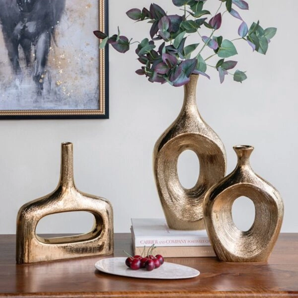 Artekko Lidded Μπρονζέ Κεραμικό Βάζο (23x7x33)cm