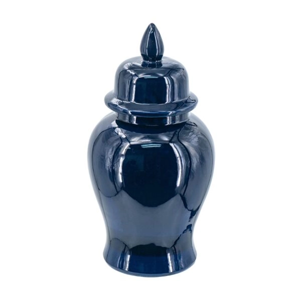 Artekko Melania Μπλε Κεραμικό Διακοσμητικό Δοχείο Βάζο με Καπάκι (16x16x31)cm