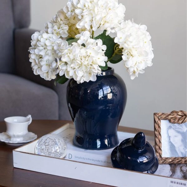 Artekko Melania Μπλε Κεραμικό Διακοσμητικό Δοχείο Βάζο με Καπάκι (16x16x31)cm