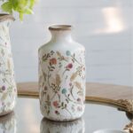 Artekko Aging Λευκό Κεραμικό Βάζο με Λουλούδια (11x11x21)cm